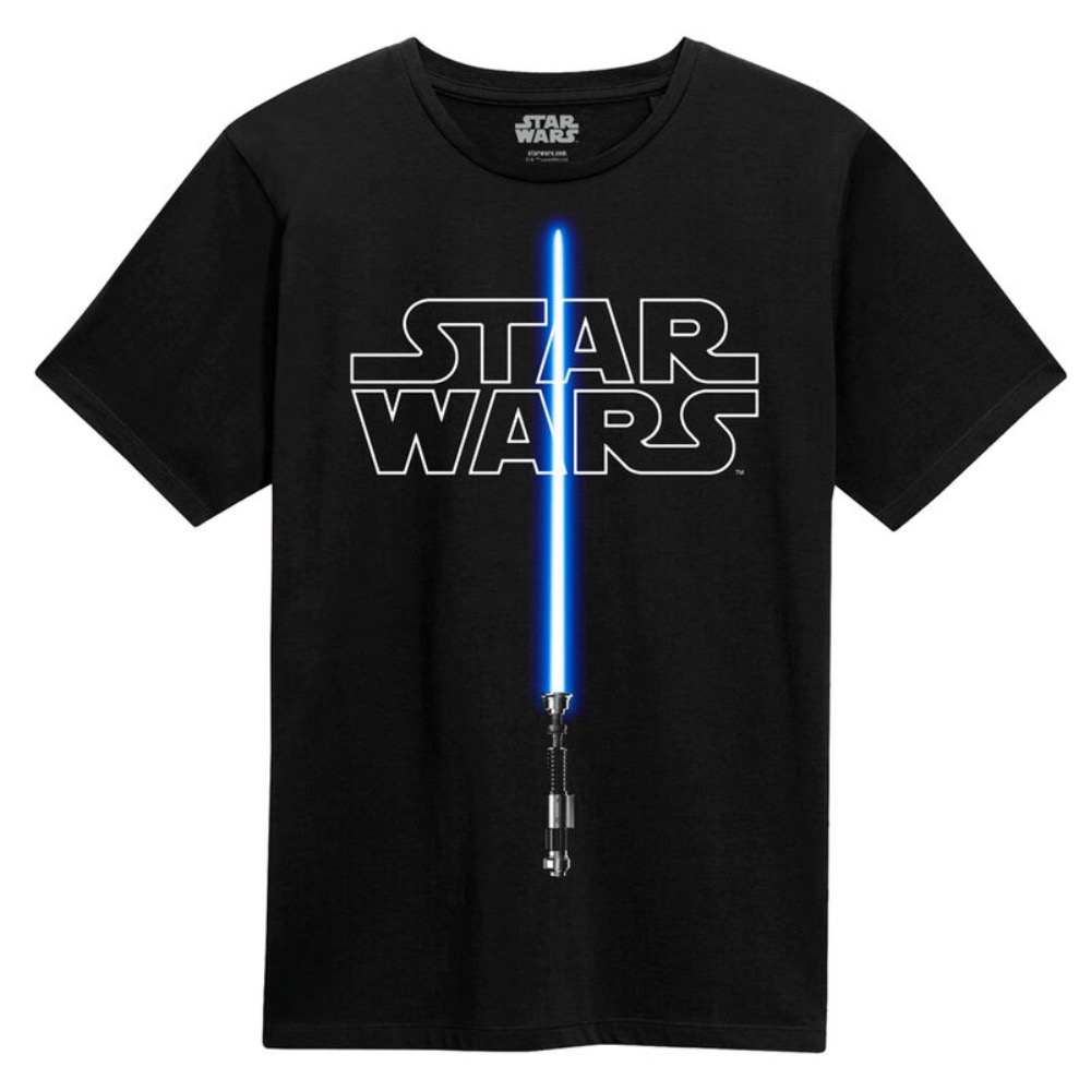 Se Star Wars Glow In The Dark Lightsaber t-shirt (voksne) - Large hos Raunea DK